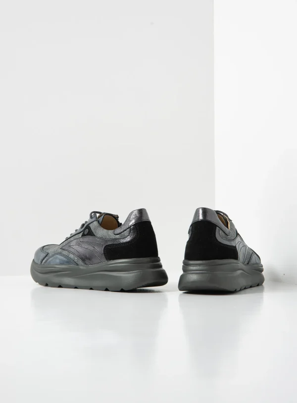 Wolky Nova S2F - antraciet combi leer Sneakers voor dames