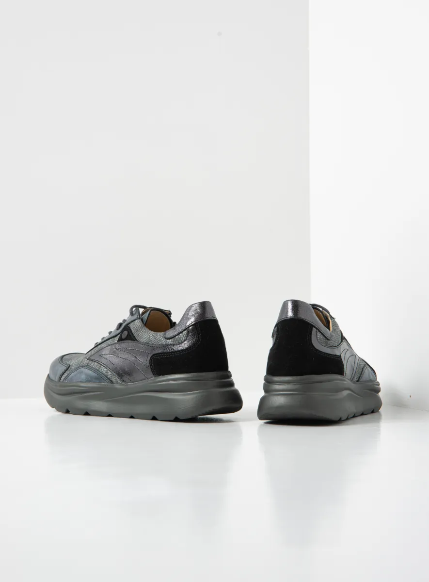Wolky Nova S2F - antraciet combi leer Sneakers voor dames