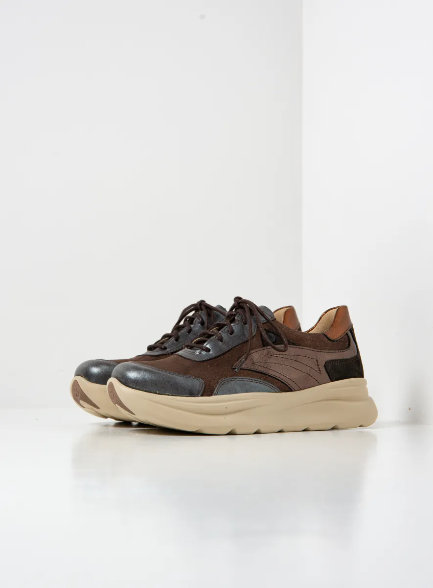 Wolky Nova S2F - bruin combi leer Sneakers voor dames