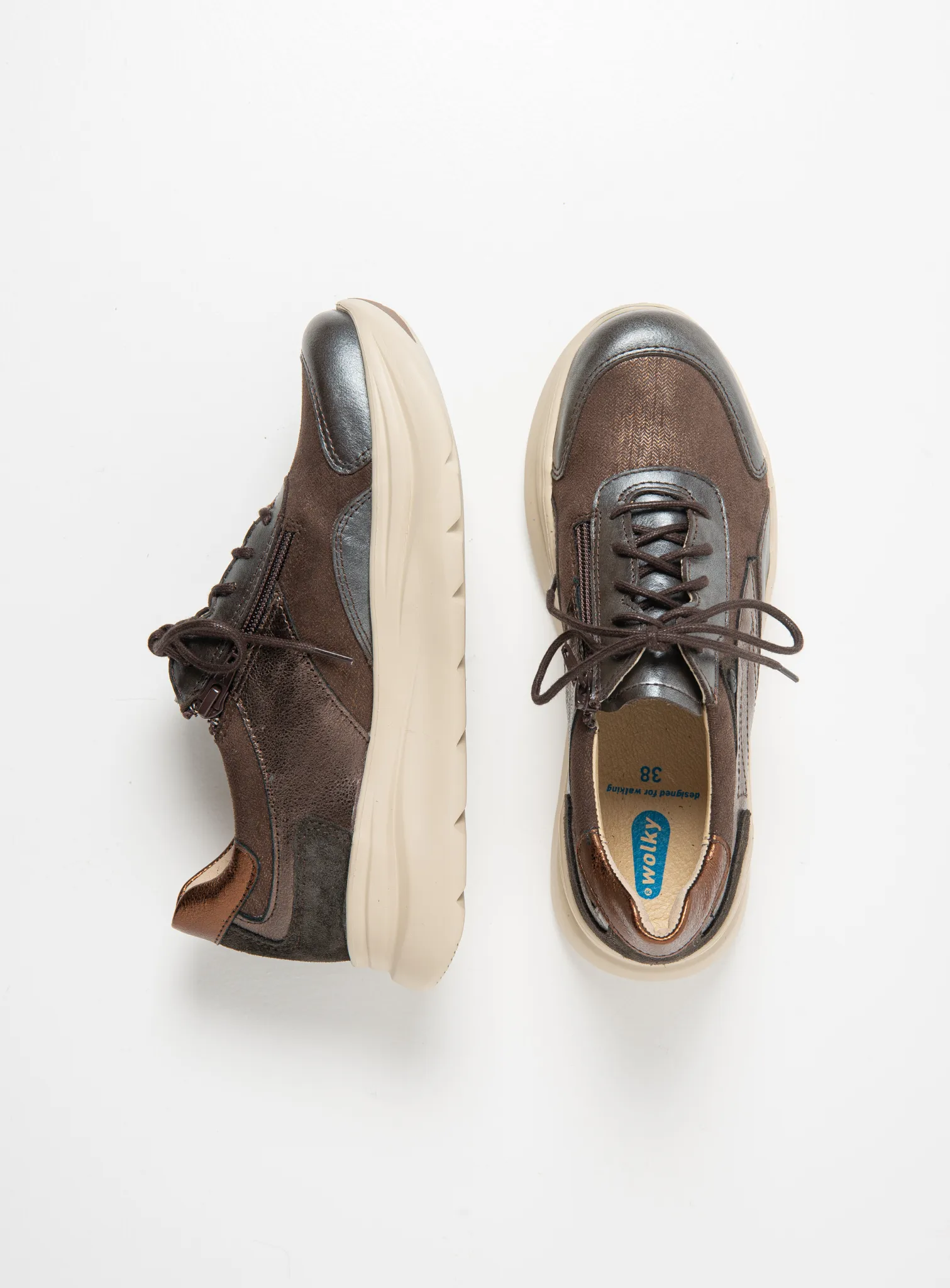 Wolky Sneakers 00990 Nova S2F 90300 bruin combi leer