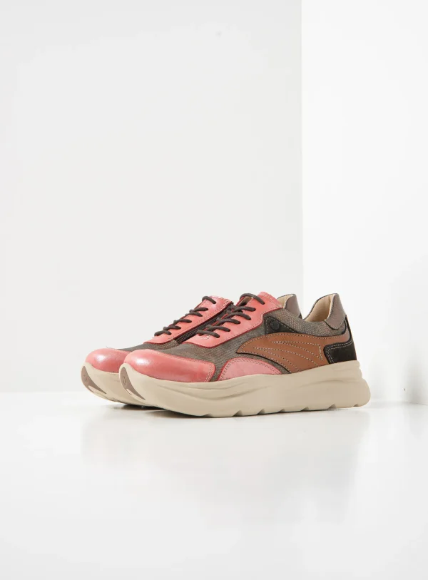 Wolky Nova S2F - lavarood combi leer Sneakers voor dames