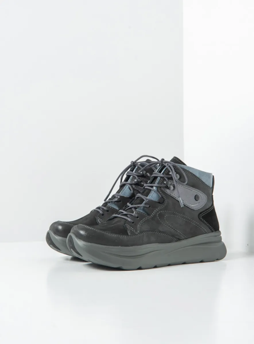 Wolky Apex - zwart combi leer Hoge veterschoenen voor dames