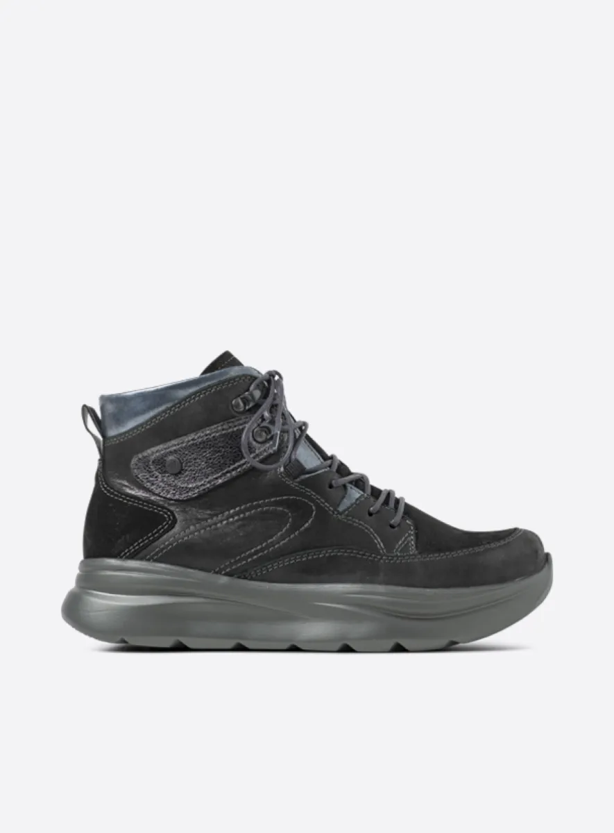 Wolky Apex - zwart combi leer Hoge veterschoenen voor dames