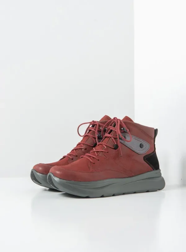 Wolky Apex - kersenrood combi leer Hoge veterschoenen voor dames