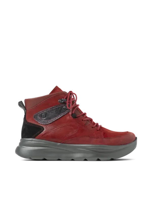 Wolky Apex - kersenrood combi leer Hoge veterschoenen voor dames