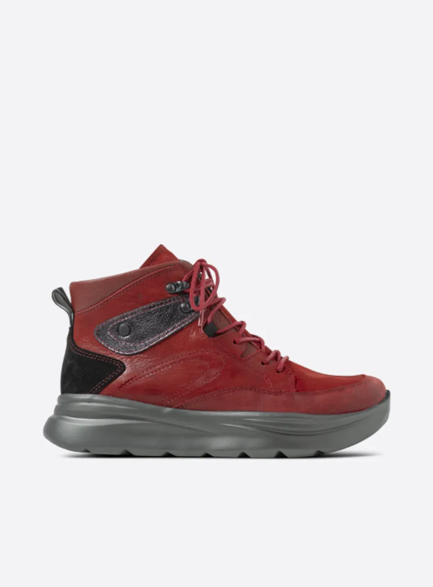 Wolky Hoge veterschoenen 00991 Apex 90553 kersenrood combi leer