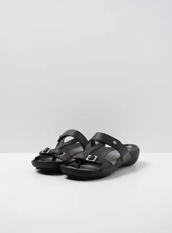 Wolky O'Connor - zwart leer Slippers voor dames