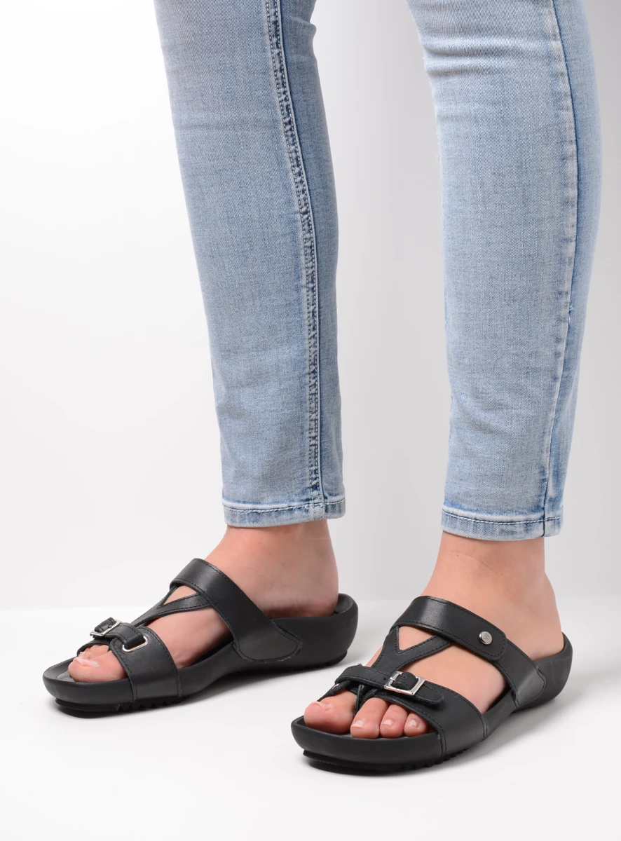 Slippers dames cheap zwart leer