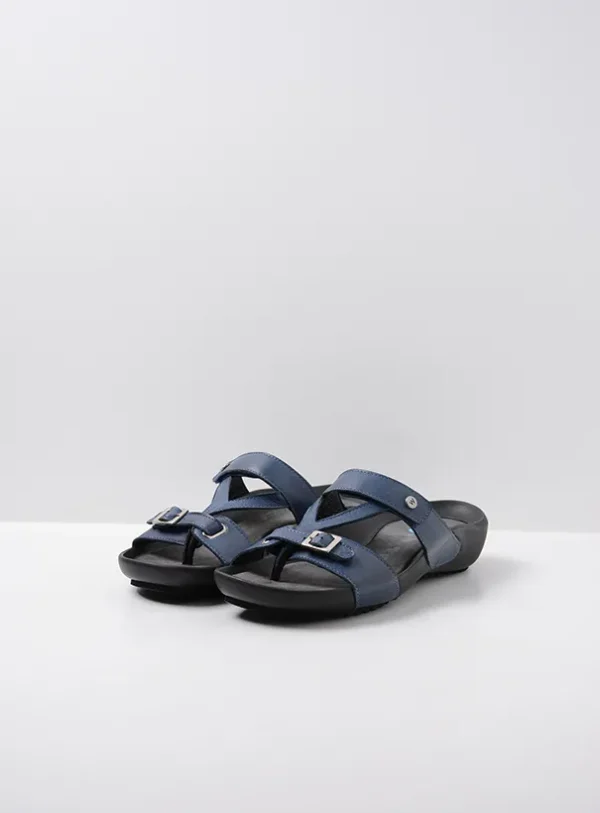 Wolky O'Connor - jeansblauw leer Slippers voor dames