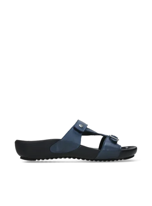 Wolky O'Connor - jeansblauw leer Slippers voor dames