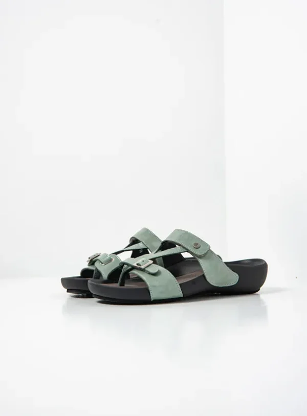 Wolky O'Connor - saliegroen leer Slippers voor dames