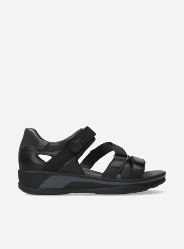 Wolky Desh - zwart leer Sandalen voor dames
