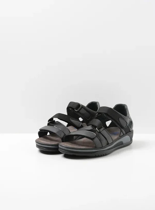 Wolky Desh - zwart leer Sandalen voor dames