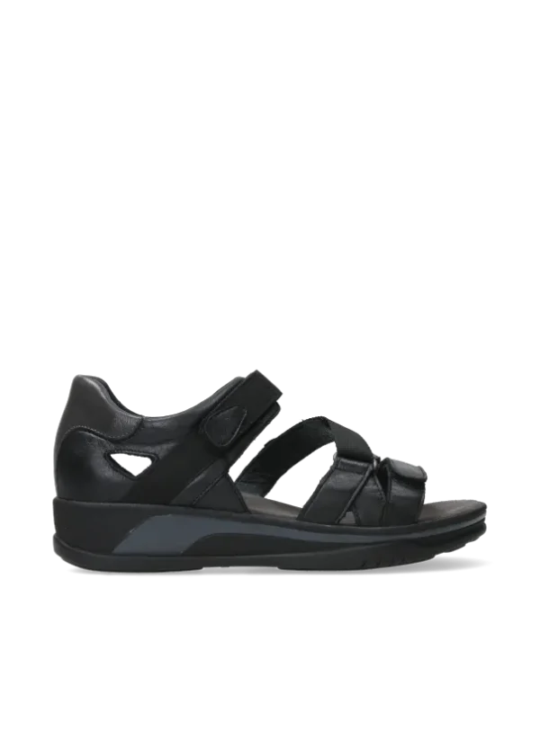 Wolky Desh - zwart leer Sandalen voor dames