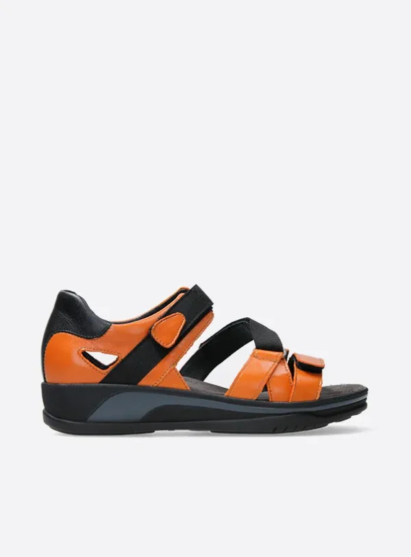 Wolky Desh - oranje leer Sandalen voor dames