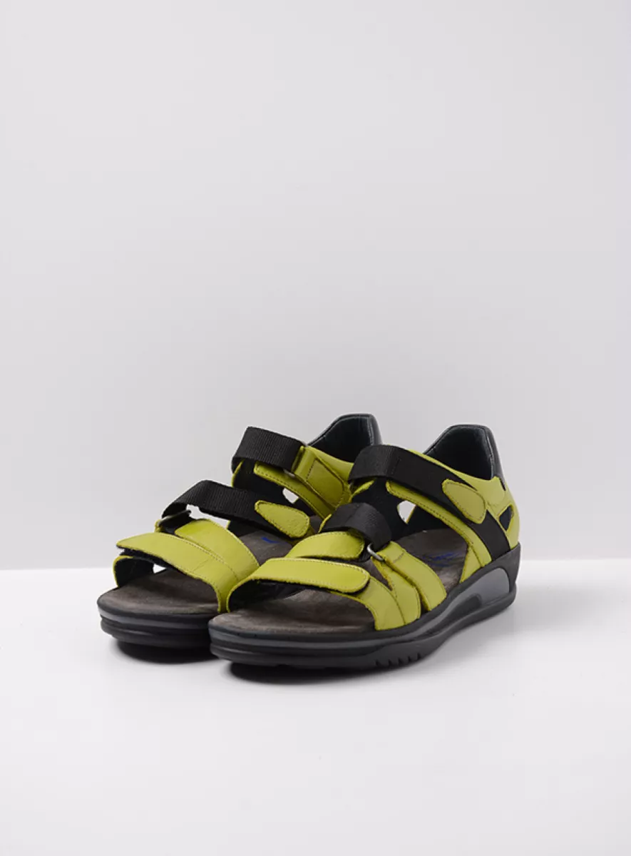 wolky sandalen 01055 desh 30710 olijfgroen leer front