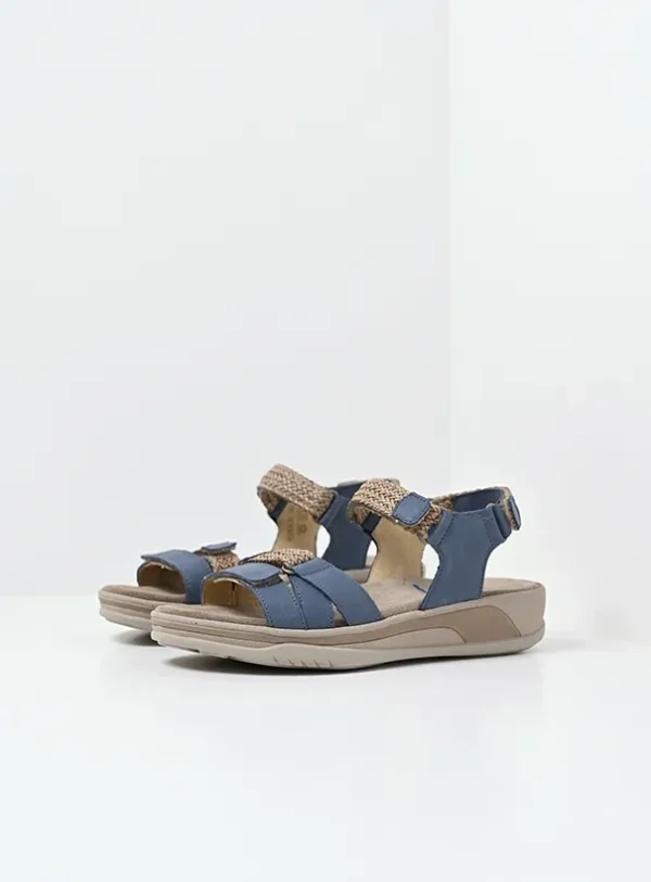 Wolky Acula - jeansblauw nubuck Sandalen voor dames