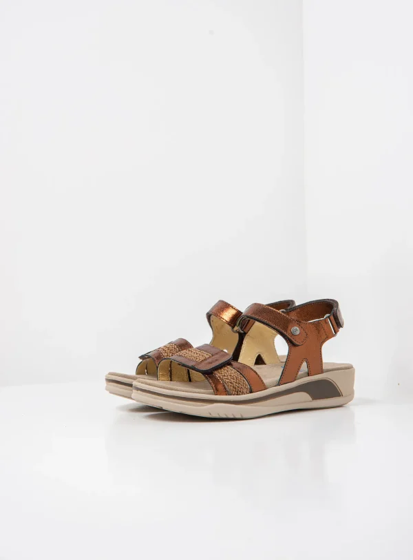 Wolky Fantom - koper metallic leer Sandalen voor dames