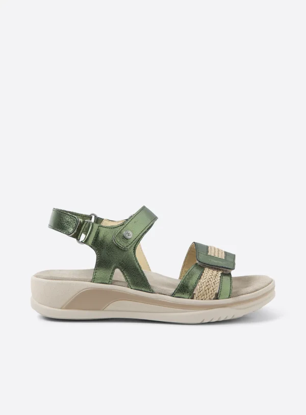 Wolky Fantom - groen metallic leer Sandalen voor dames