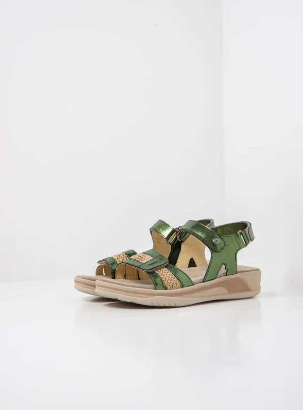 Wolky Fantom - groen metallic leer Sandalen voor dames