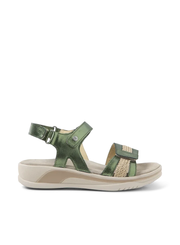 Wolky Fantom - groen metallic leer Sandalen voor dames