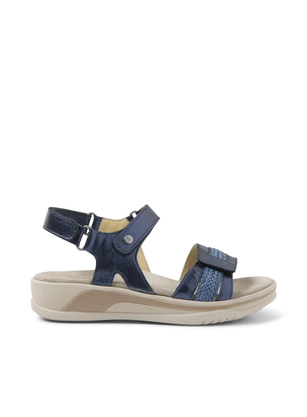 Wolky Fantom - blauw metallic leer Sandalen voor dames