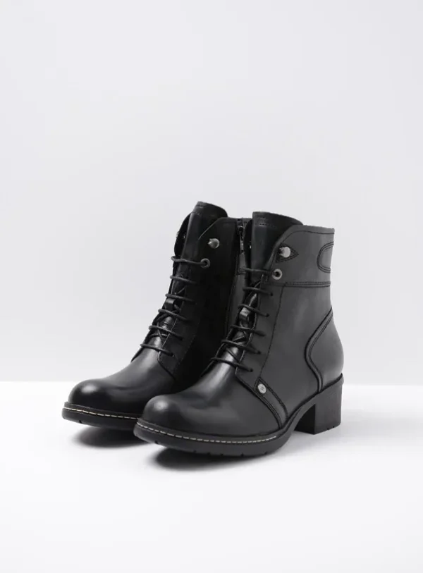 Wolky Red Deer WR - zwart leer Biker boots voor dames