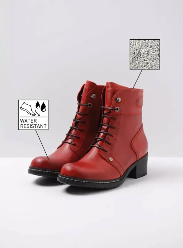 Wolky Red Deer WR - rood leer Biker boots voor dames