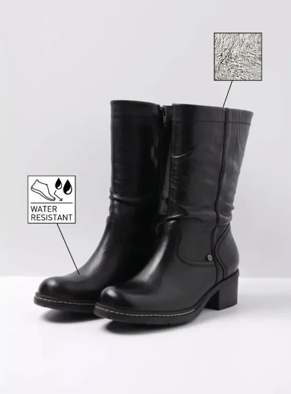 Wolky Edmonton WR - zwart leer Biker boots voor dames