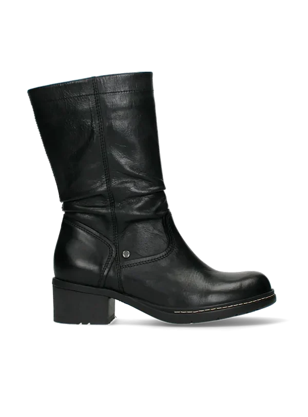Wolky Edmonton WR - zwart leer Biker boots voor dames