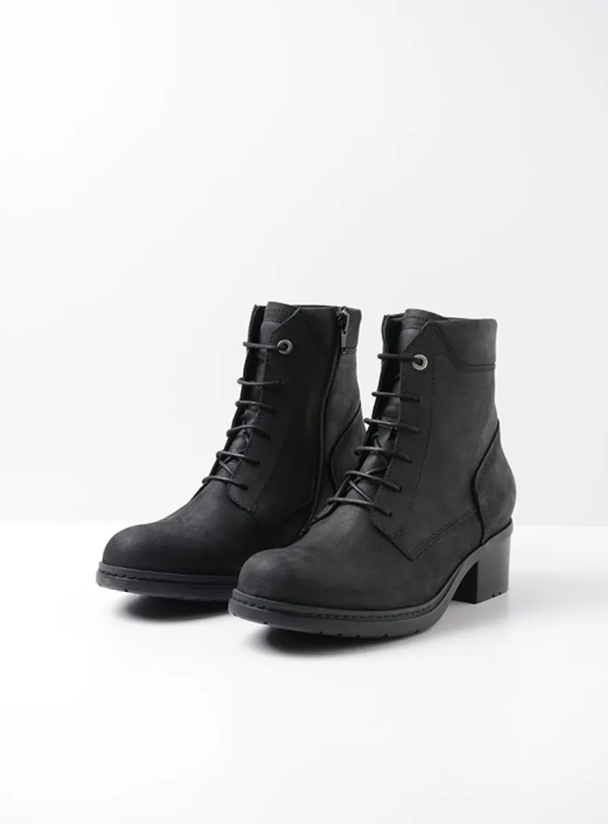 Wolky Edson - zwart nubuck Biker boots voor dames