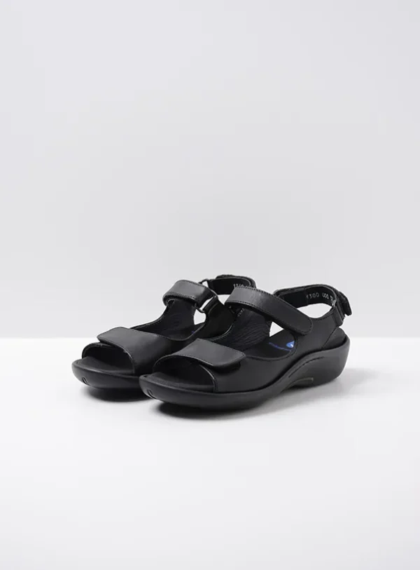 Wolky Salvia - zwart leer Sandalen voor dames