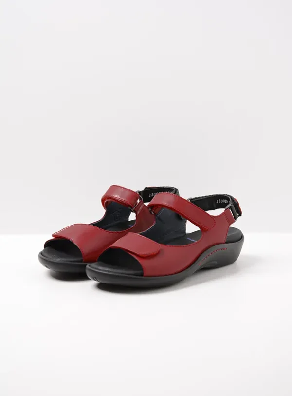Wolky Salvia - rood leer Sandalen voor dames