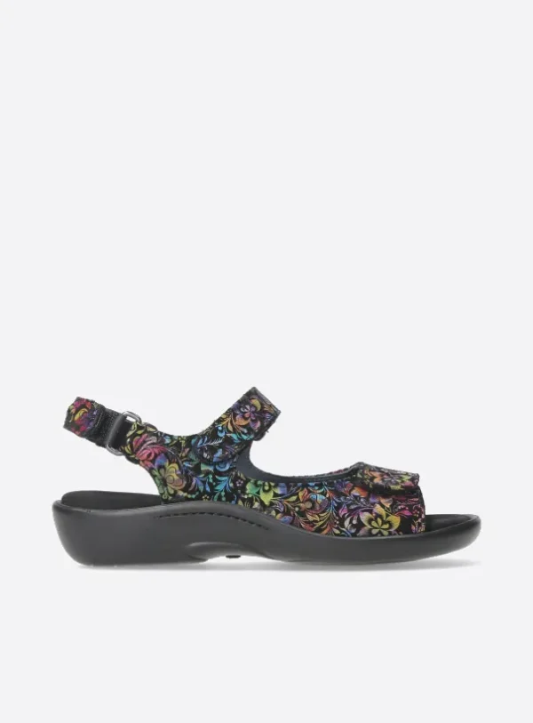 Wolky Salvia - zwart/multi flower nubuck Sandalen voor dames