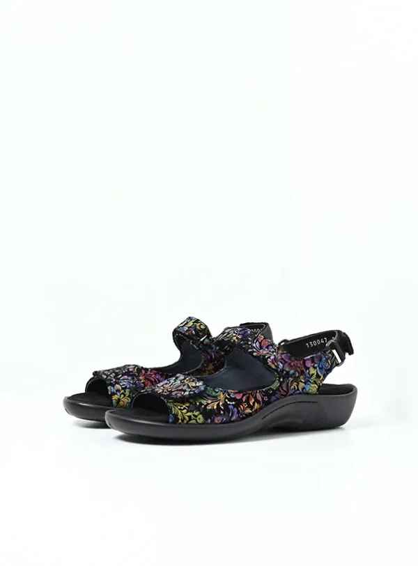 Wolky Salvia - zwart/multi flower nubuck Sandalen voor dames