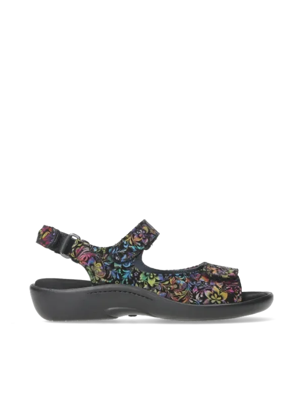 Wolky Salvia - zwart/multi flower nubuck Sandalen voor dames