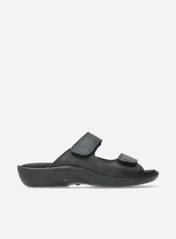 Wolky Nepeta - zwart leer Slippers voor dames