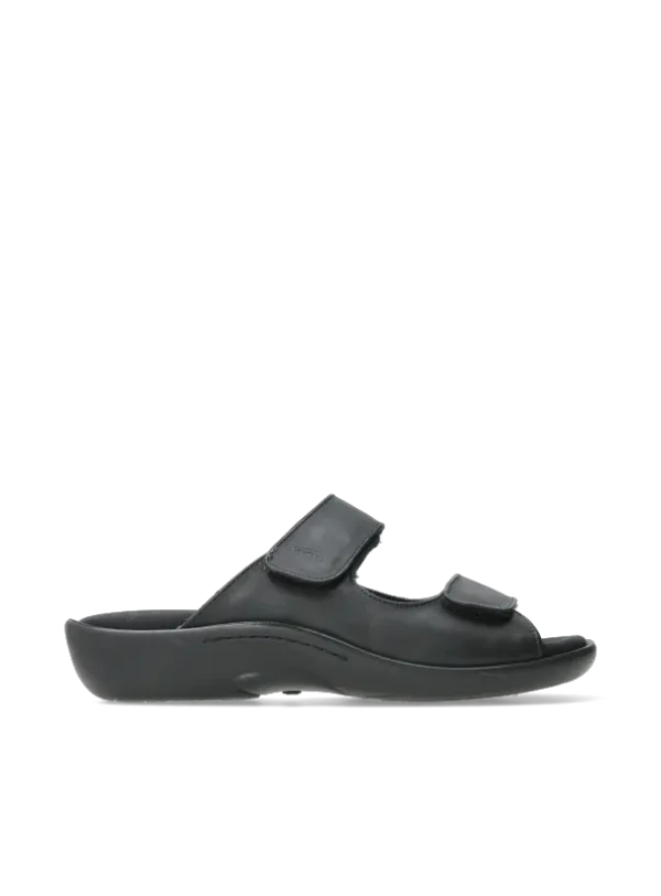 Wolky Nepeta - zwart leer Slippers voor dames
