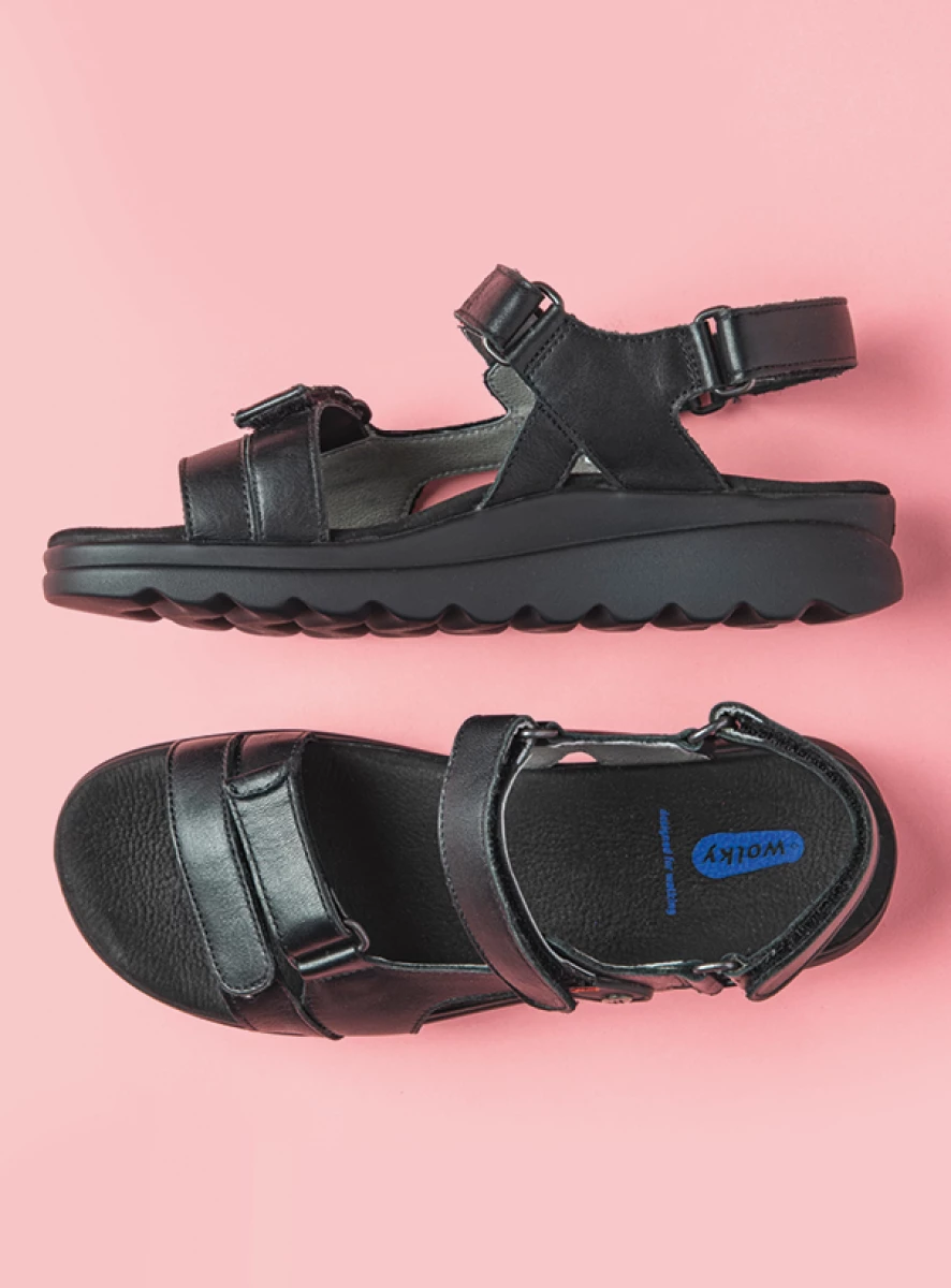 wolky sandalen 01525 mile 50000 zwart leer sfeer