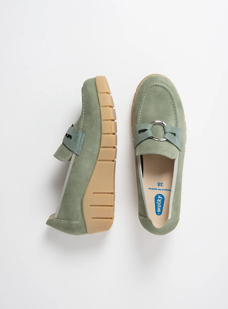 Wolky Instappers 01786 Augusta 40701 saliegroen suede
