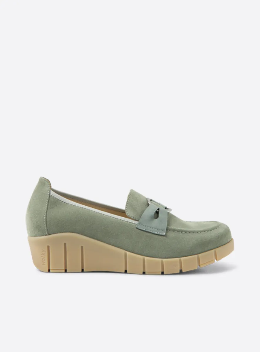 Wolky Augusta - saliegroen suede Instappers voor dames