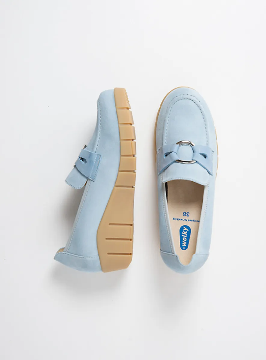 Wolky Instappers 01786 Augusta 40806 lichtblauw suede