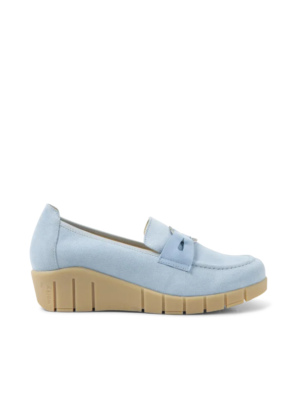 Wolky Augusta - lichtblauw suede Instappers voor dames