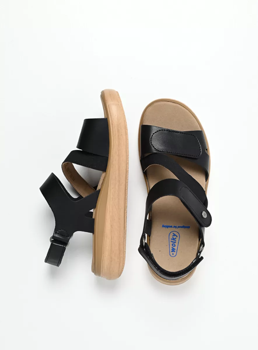 Wolky Sandalen 01930 Amara 02000 zwart vegan biocare