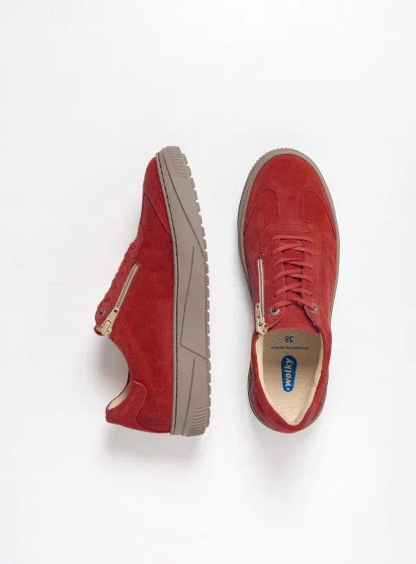 Wolky Foria - Masai-rood suede Breedtemaat G voor dames