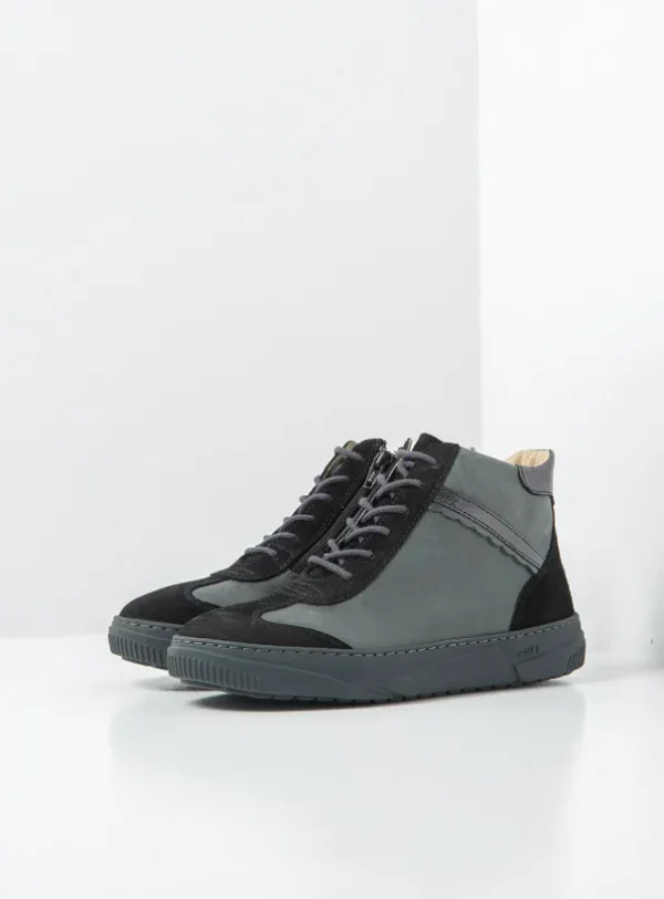 Wolky Sapri - zwart combi suede Hoge veterschoenen voor dames