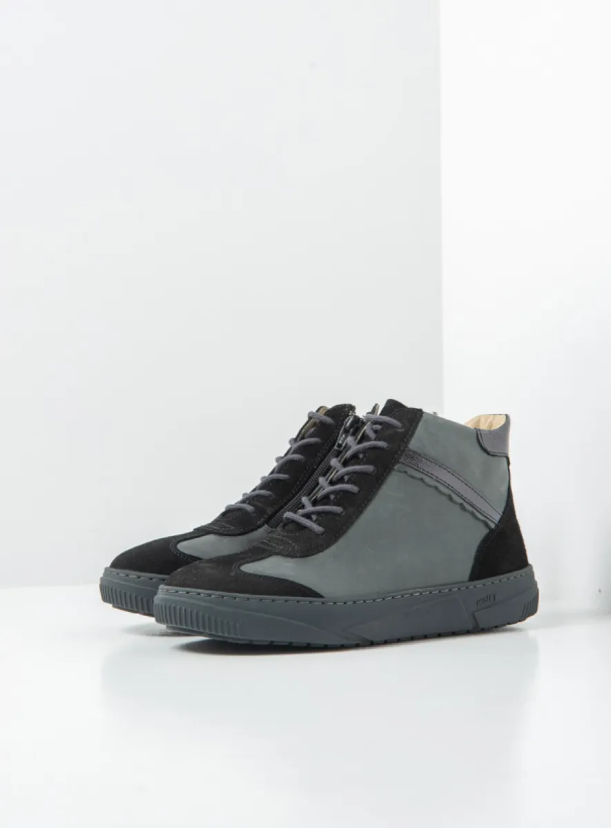 Wolky Sapri - zwart combi suede Hoge veterschoenen voor dames