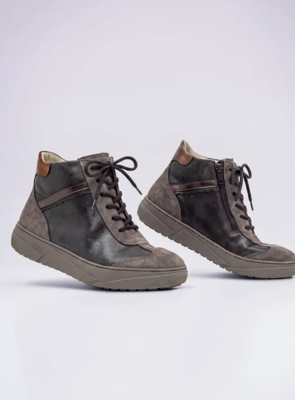 Wolky Sapri - taupe suede combi Hoge veterschoenen voor dames