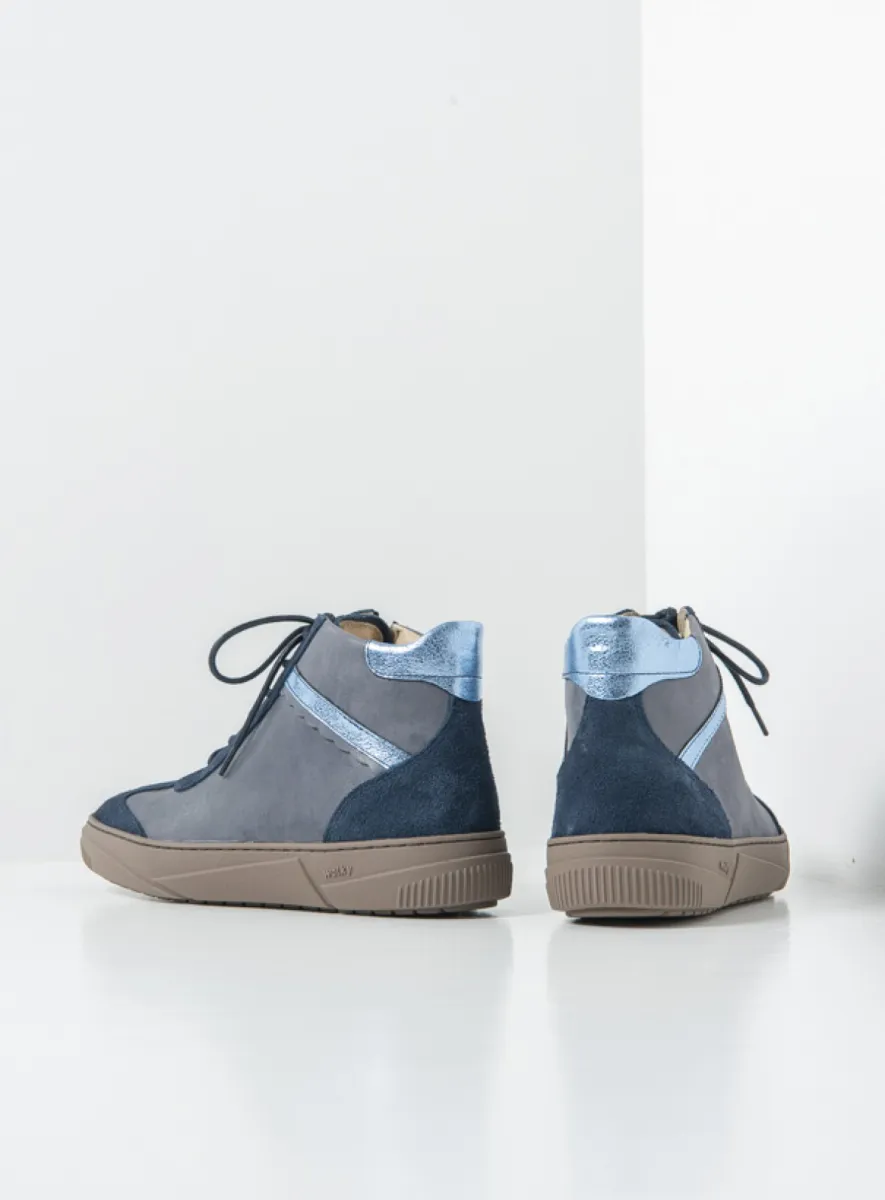 Wolky Hoge veterschoenen 02086 Sapri 41826 blauwgrijs combi suede