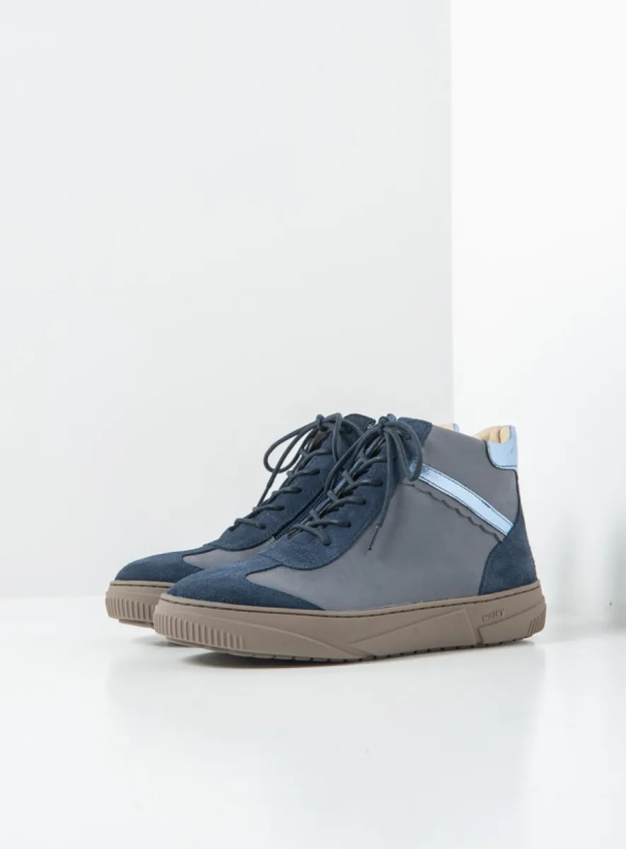 Wolky Sapri - blauwgrijs combi suede Hoge veterschoenen voor dames